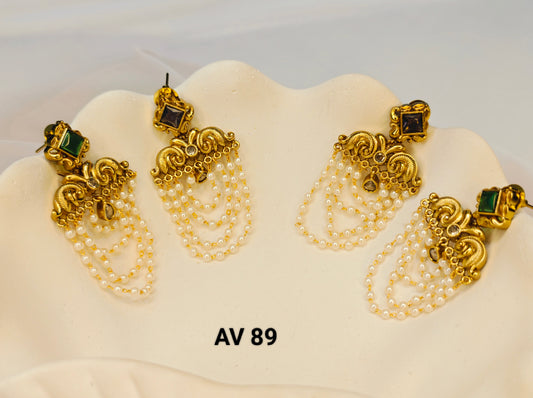 Antique Pearl Drop Earrings ( Single Pair )