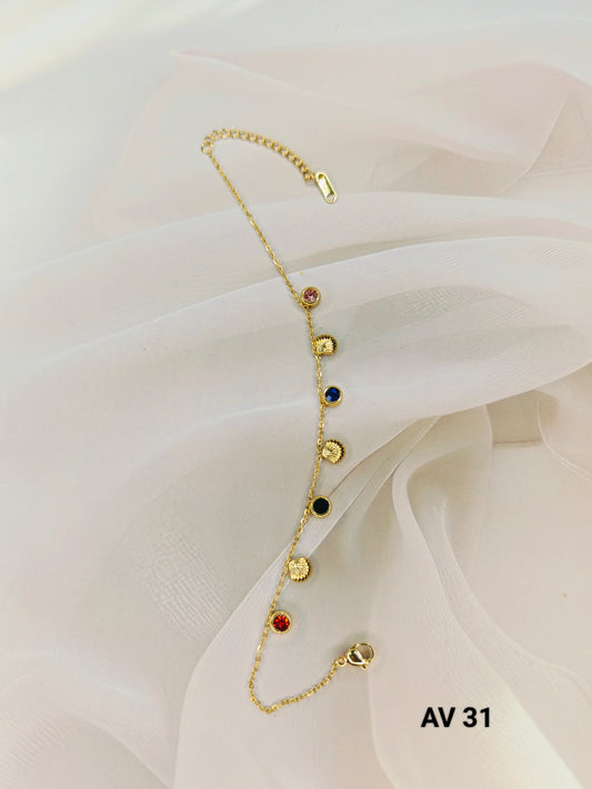 Multi Coloured Stone Anklet