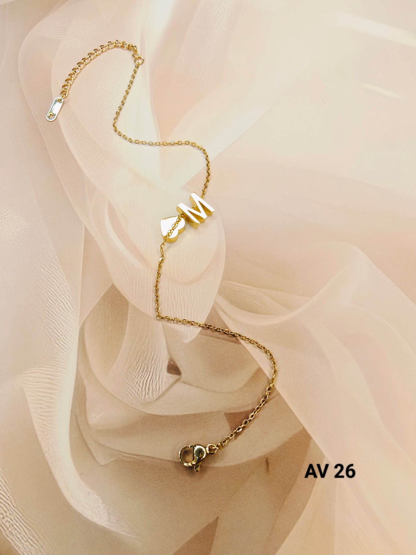 Gold Heart Letter Anklet