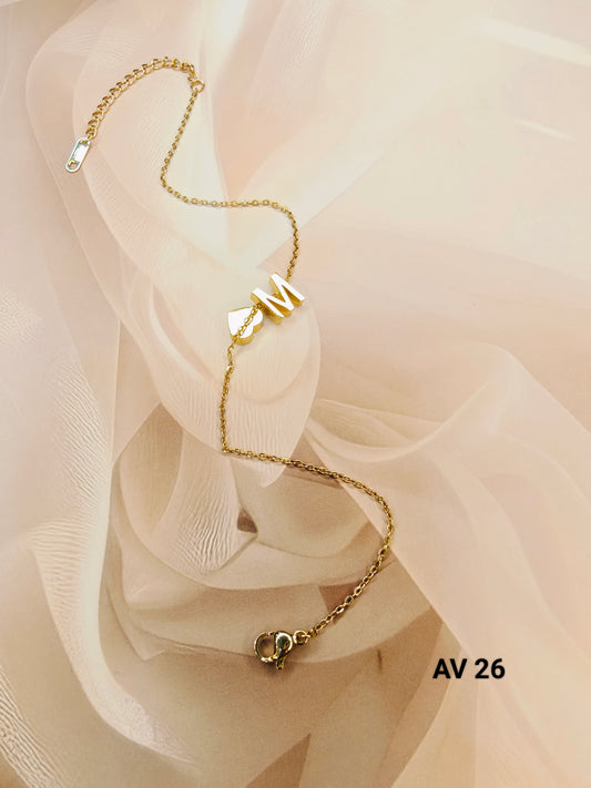 Gold Heart Letter Anklet