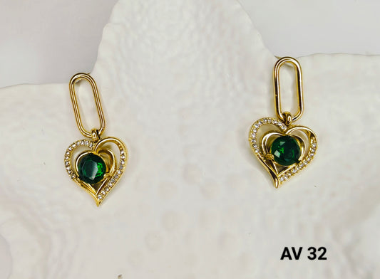Green Heart Earrings