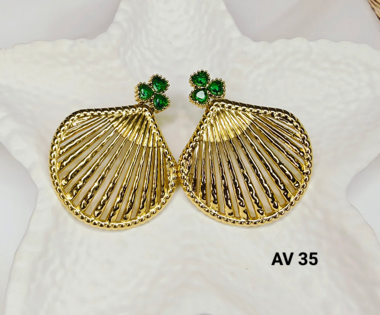 Green Tear Drop Earrings