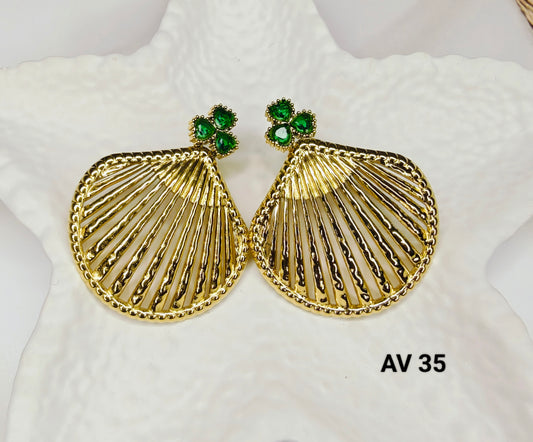 Green Tear Drop Earrings