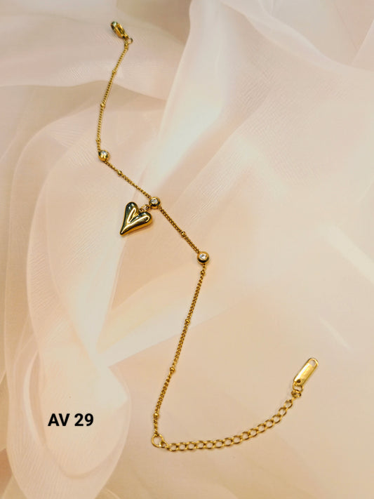 Heart Gold- Plated Anklet