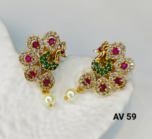 Matte Finish Peacock Stone Stud