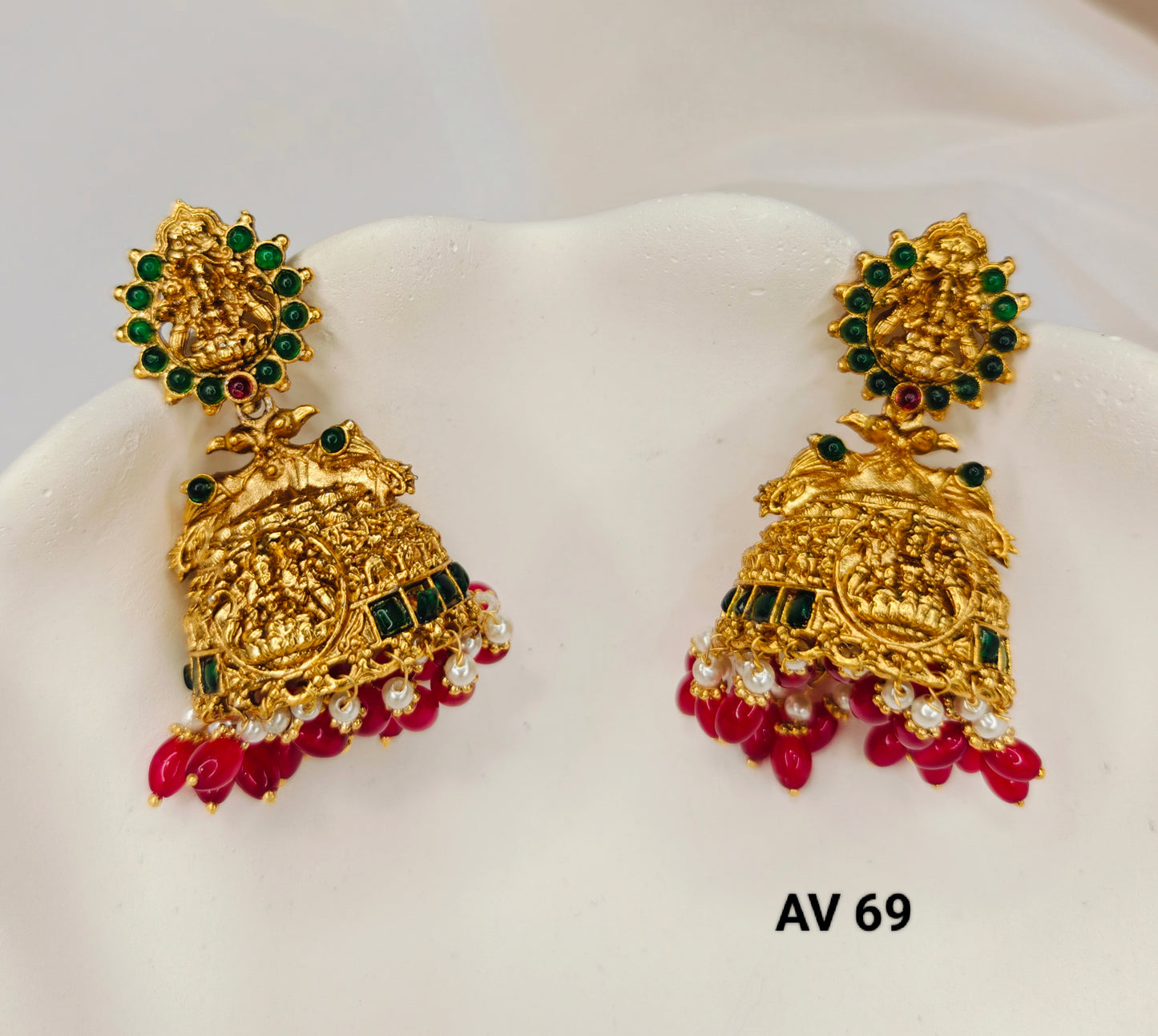 Premium Laxmi Red-Green Jhumka