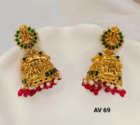 Premium Laxmi Red-Green Jhumka