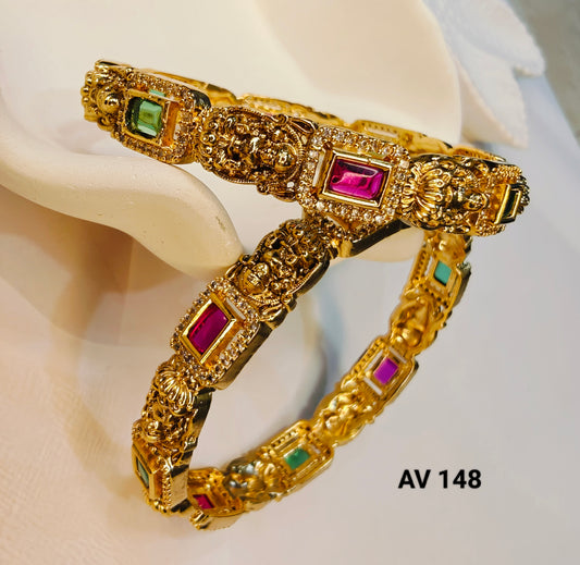 Premium Ruby Stones Laxmi Bangles ( Size - 2.6)
