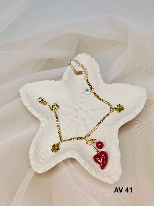 Red Heart Charm Bracelet