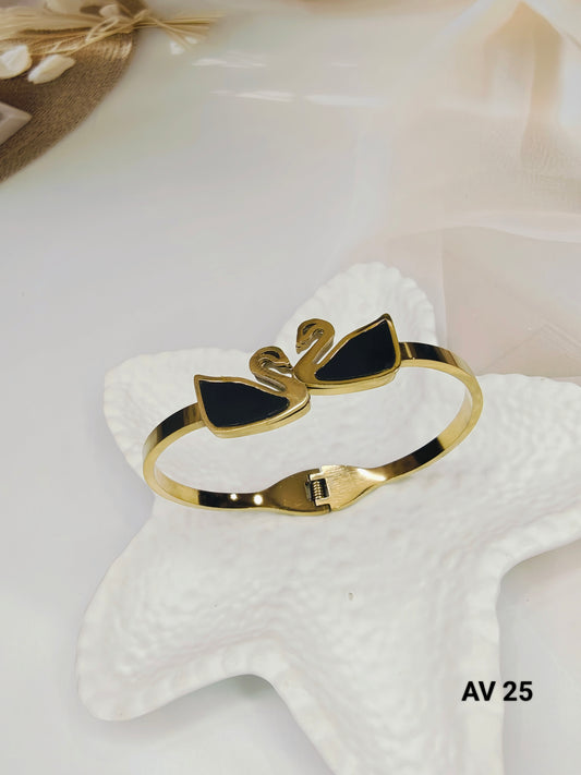 Black Enamel Swan Bracelet