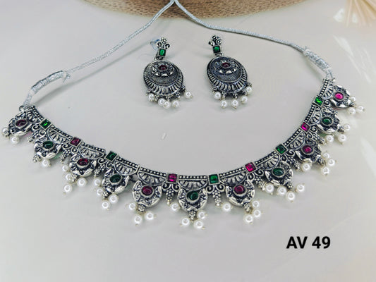 Silver Floral Choker