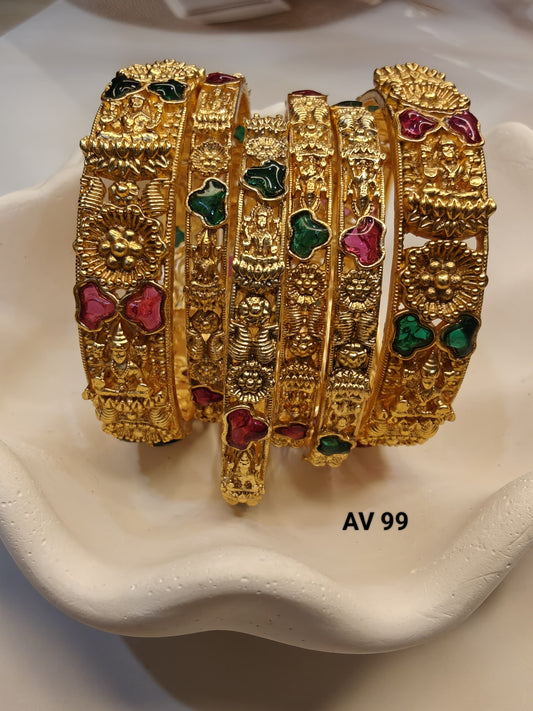 Bridal Matte Finish Lakshmi Bangles set of 6