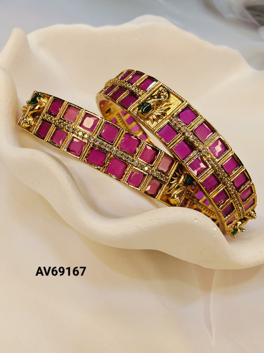 Gold Plated Ruby Bangles
