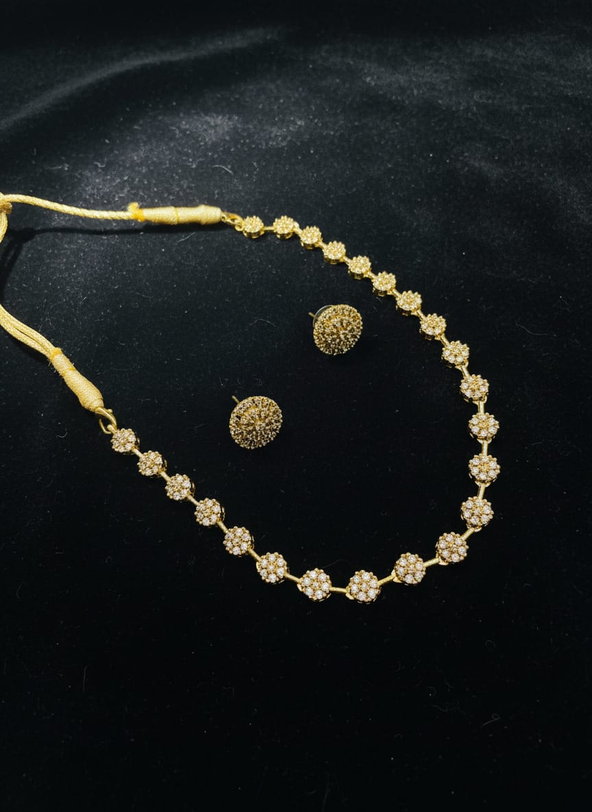 American diamond floral necklace set