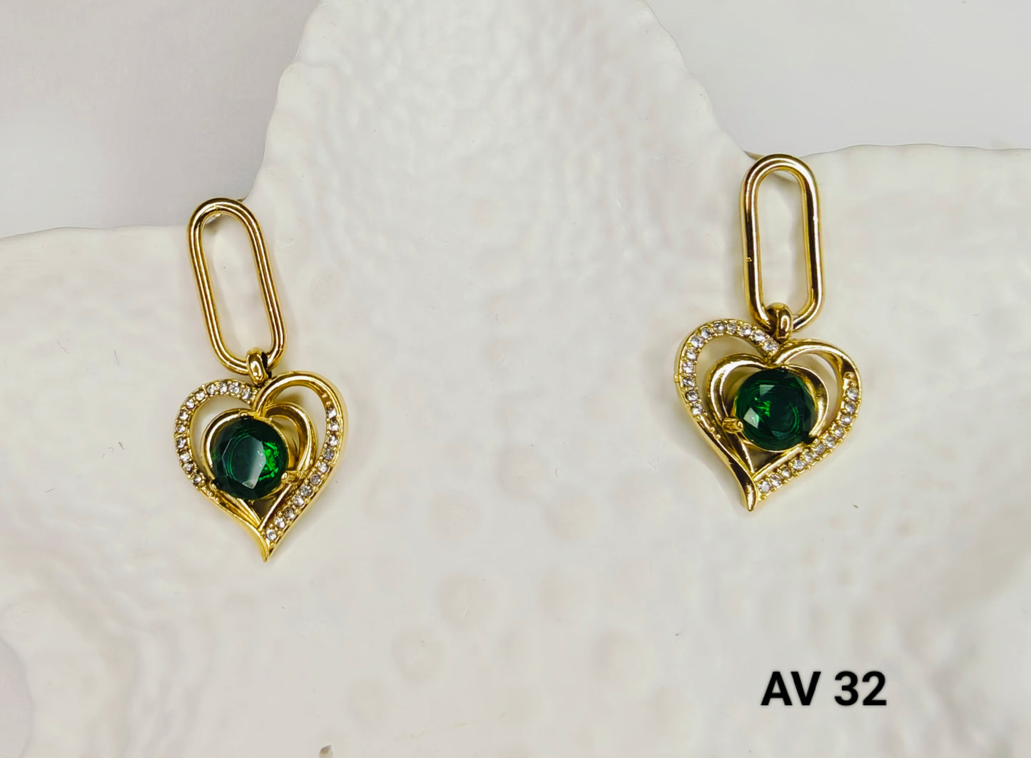 Green Heart Earrings