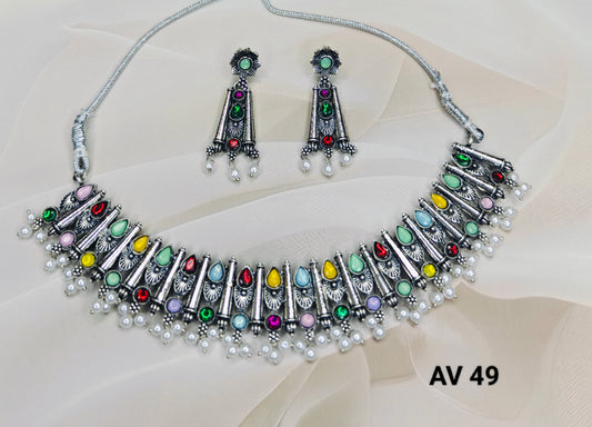 Multi Coloured Oxidized Choker