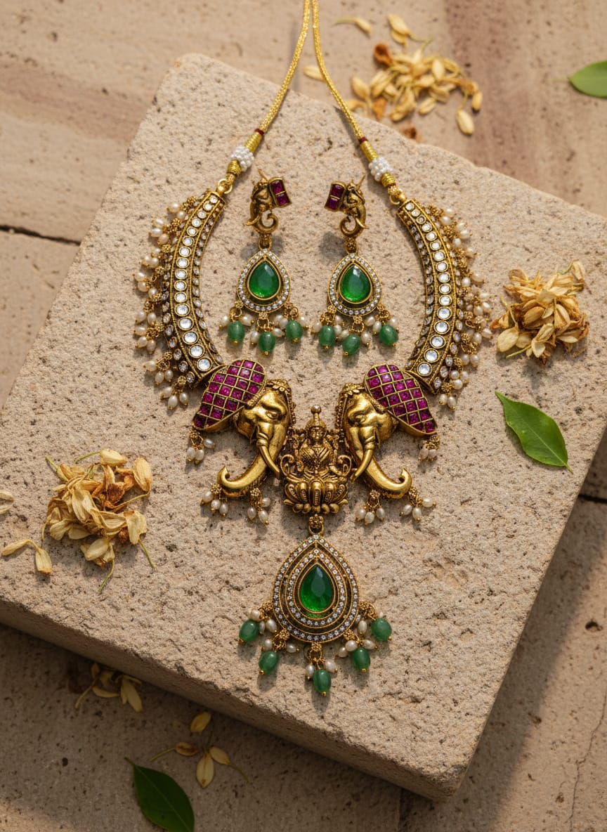 Lakshmi Elephant Hasli Necklace