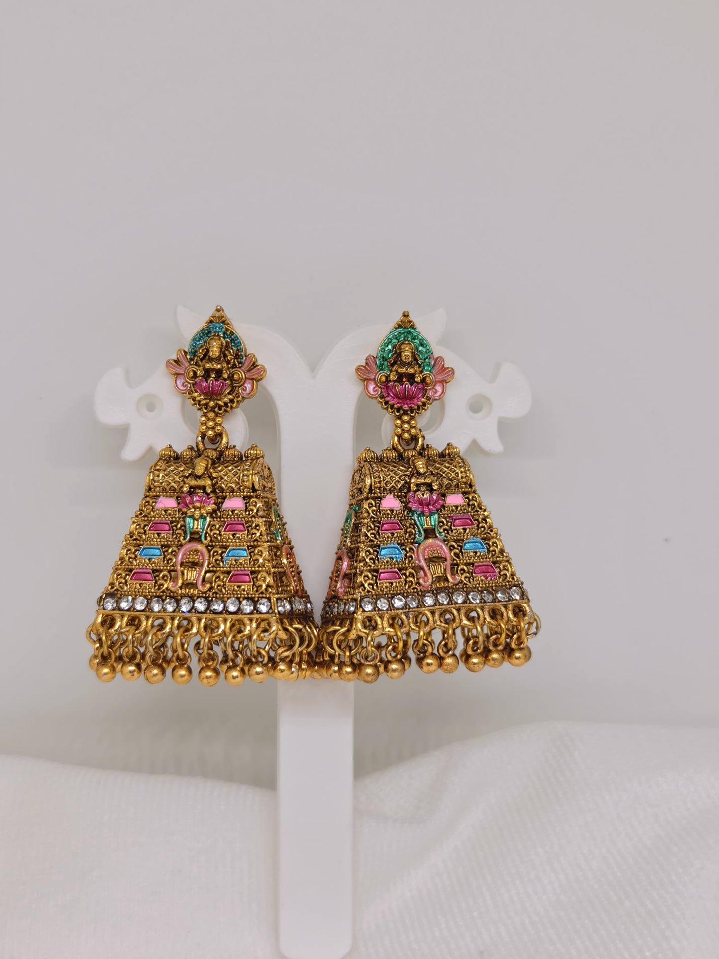 Lakshmi Enamel Gopuram Jhumka