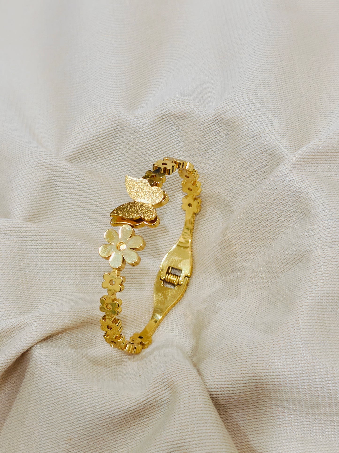 Floral Butterfly 18k Gold Plated Bracelet
