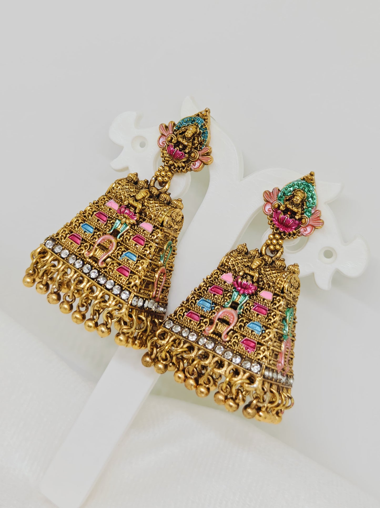 Lakshmi Enamel Gopuram Jhumka