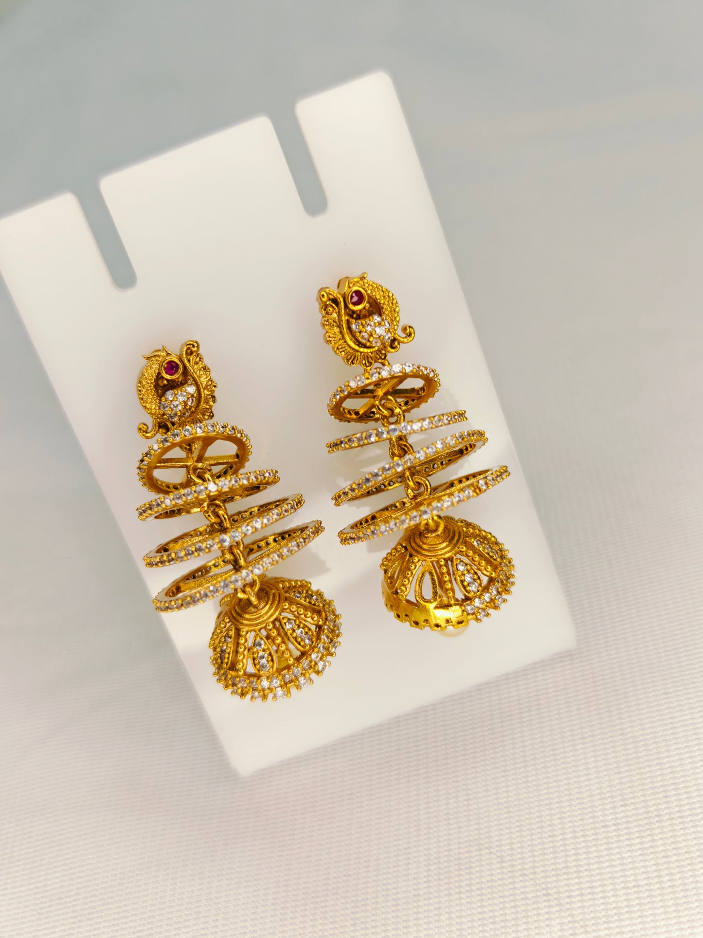 Modern Spiral CZ Jhumka Earrings