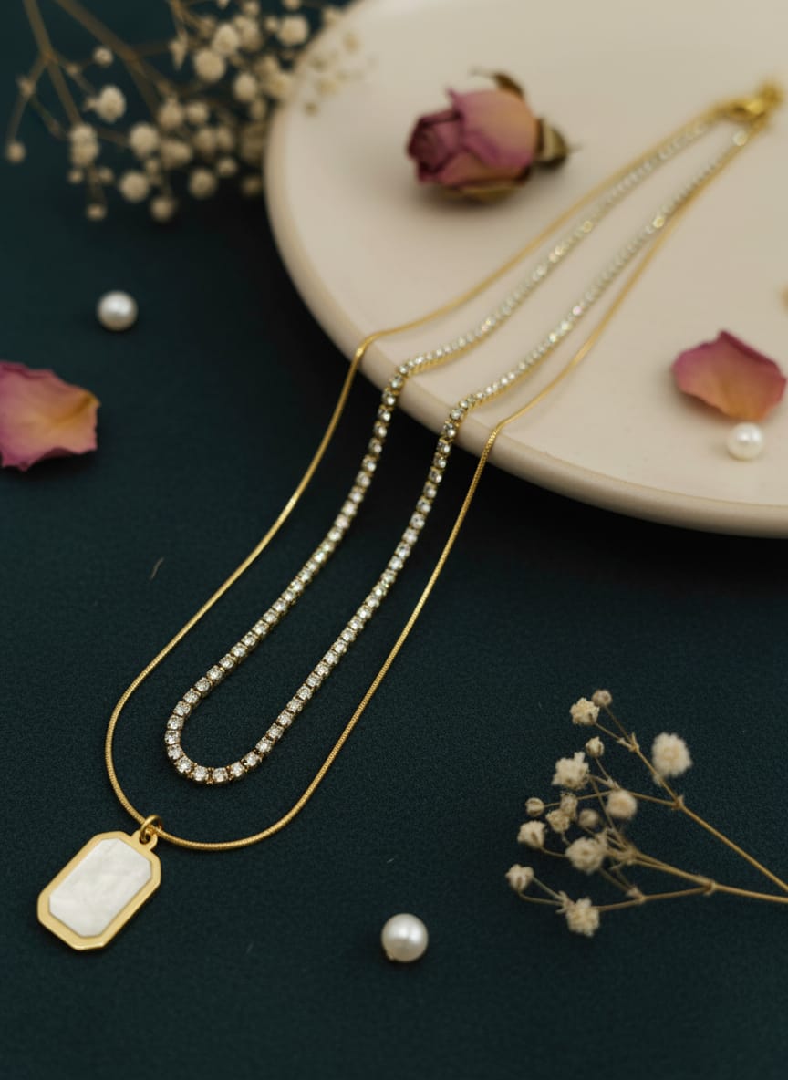 18k Gold Plated Double Layer Necklace