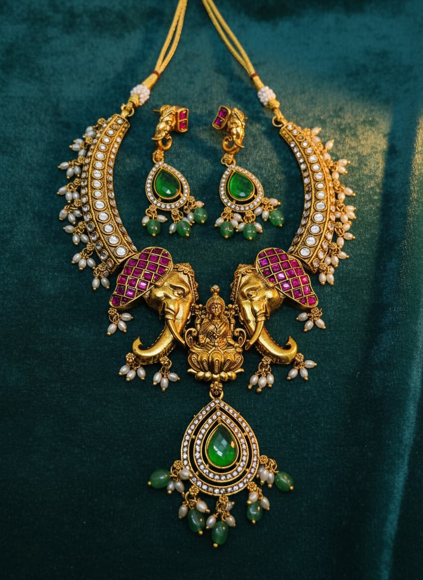 Lakshmi Elephant Hasli Necklace