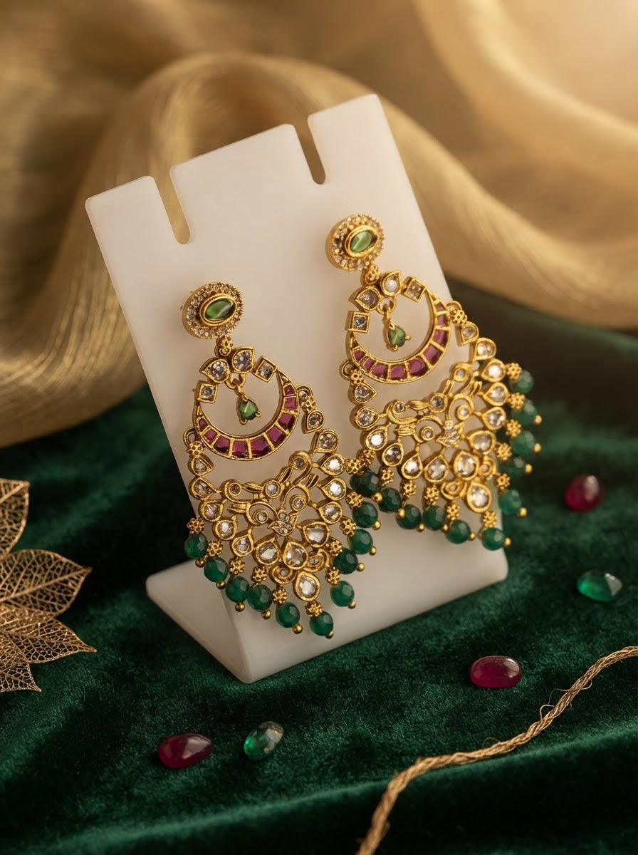Premium Kundan Chand Bali Earrings
