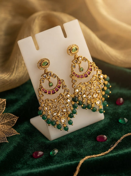 Premium Kundan Chand Bali Earrings