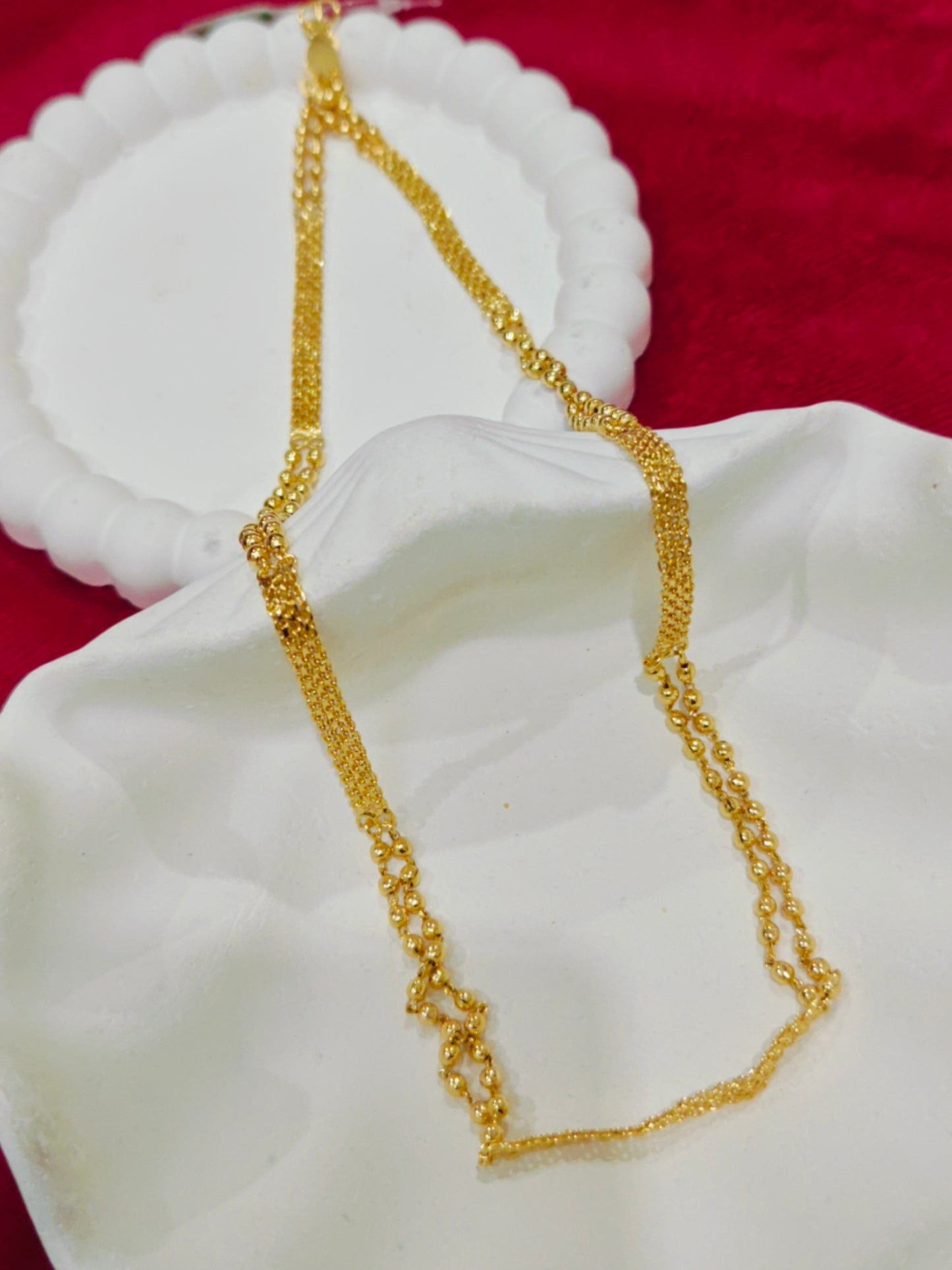 Gold Plated two line design with golden beads