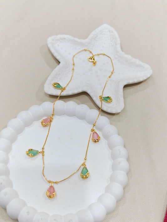 Gold Plated Tear Drop AD stone Chain