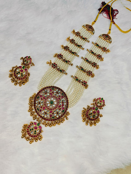 Kundan Pearl Bridal Necklace set with Earrings