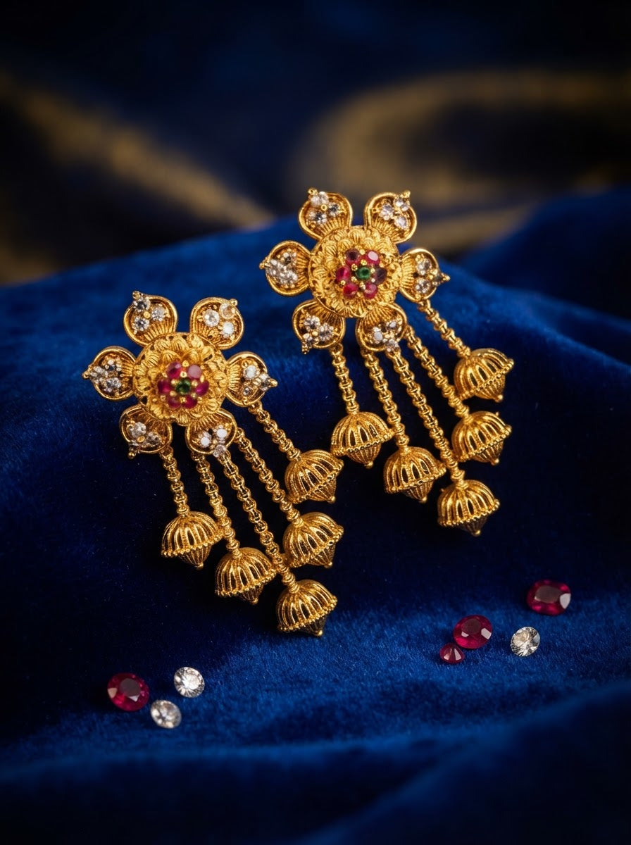 Antique Floral Kashmiri Earrings