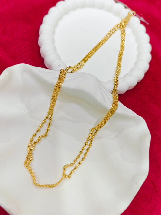 Gold Plated two line design with golden beads