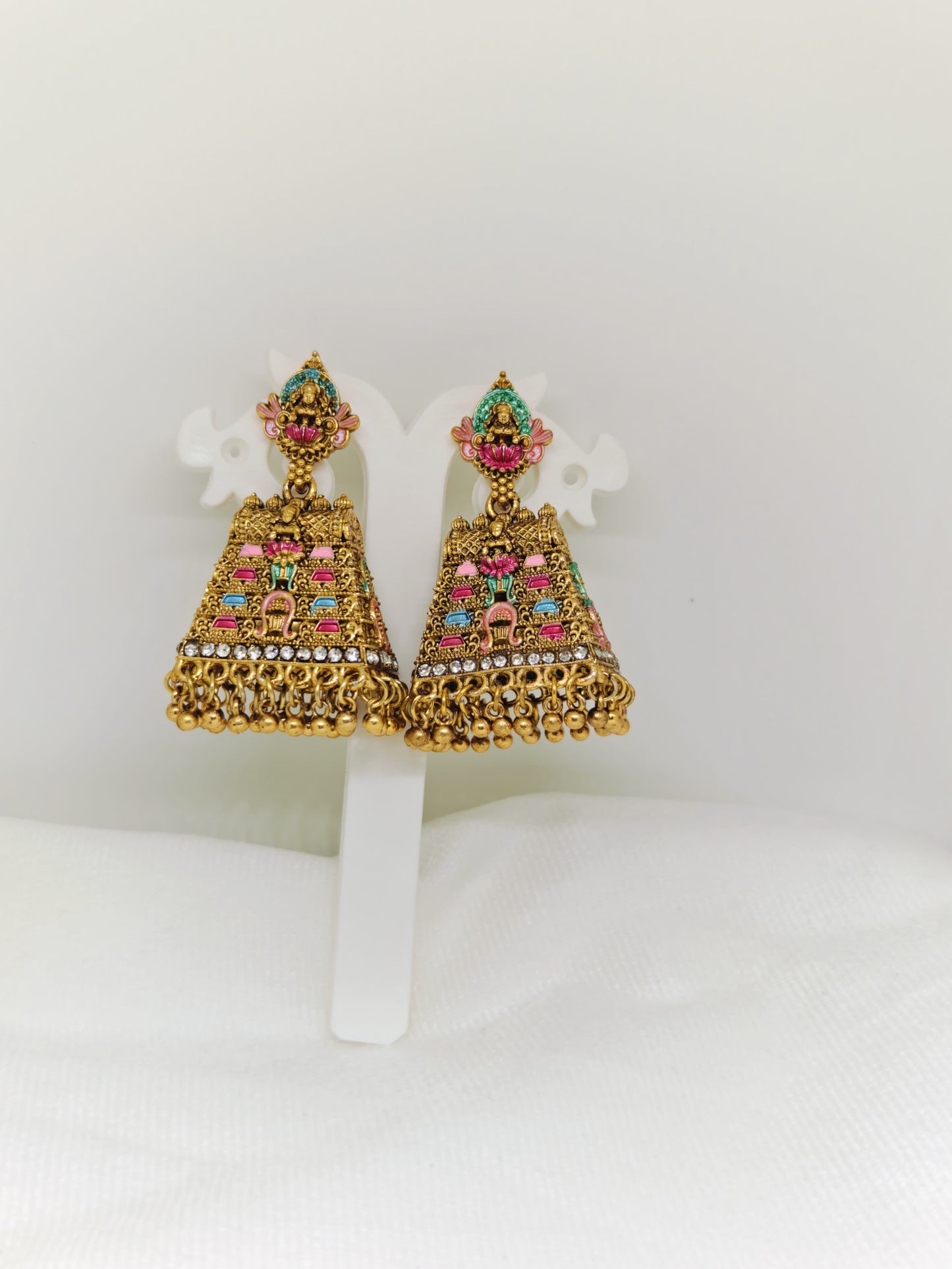 Lakshmi Enamel Gopuram Jhumka