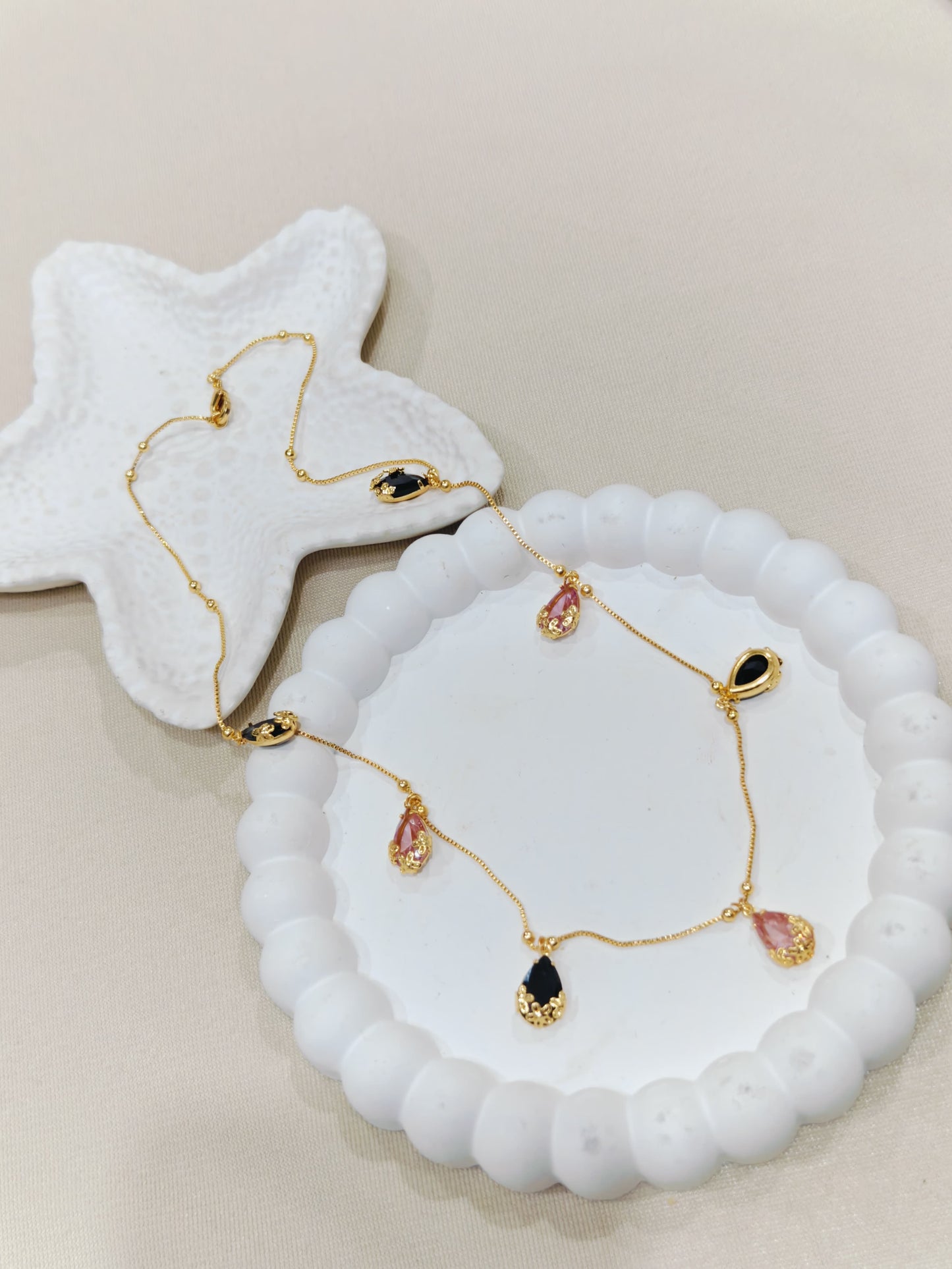 Gold Plated Tear Drop AD stone Chain