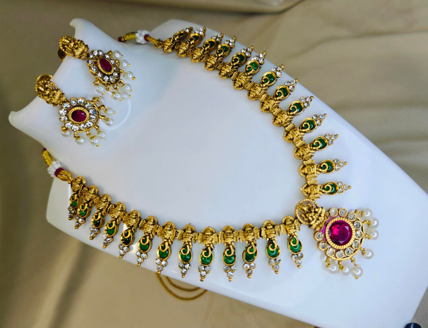 Lakshmi Ganesha Palakka Temple Necklace Set