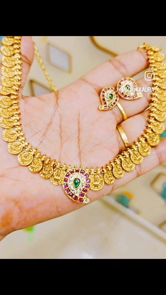 Mango Design Lakshmi Coin Necklace Set