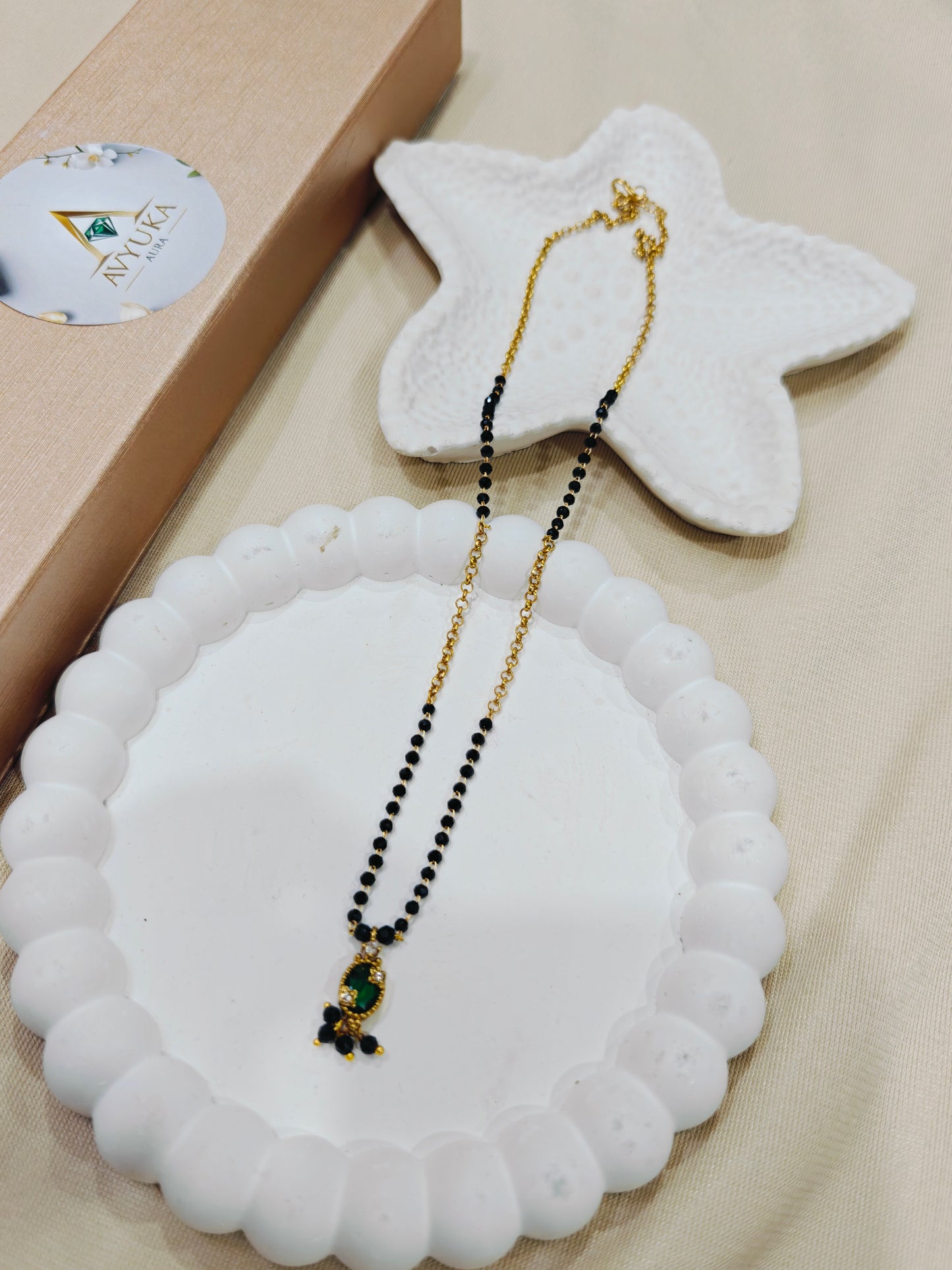 Daily wear Mangalsutra with Teardrop -shaped stone pendant
