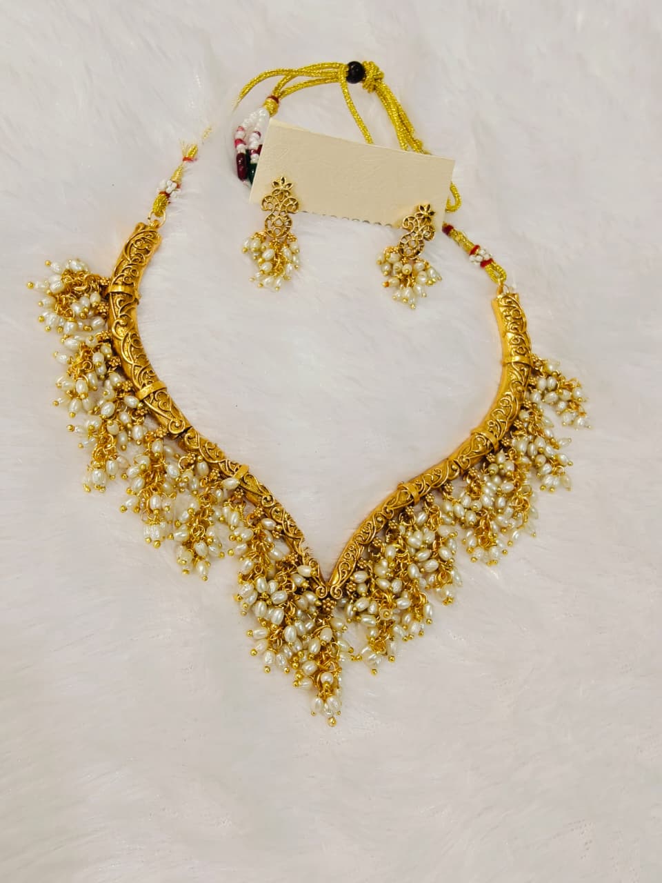 Gold-Plated Pearl Choker Set
