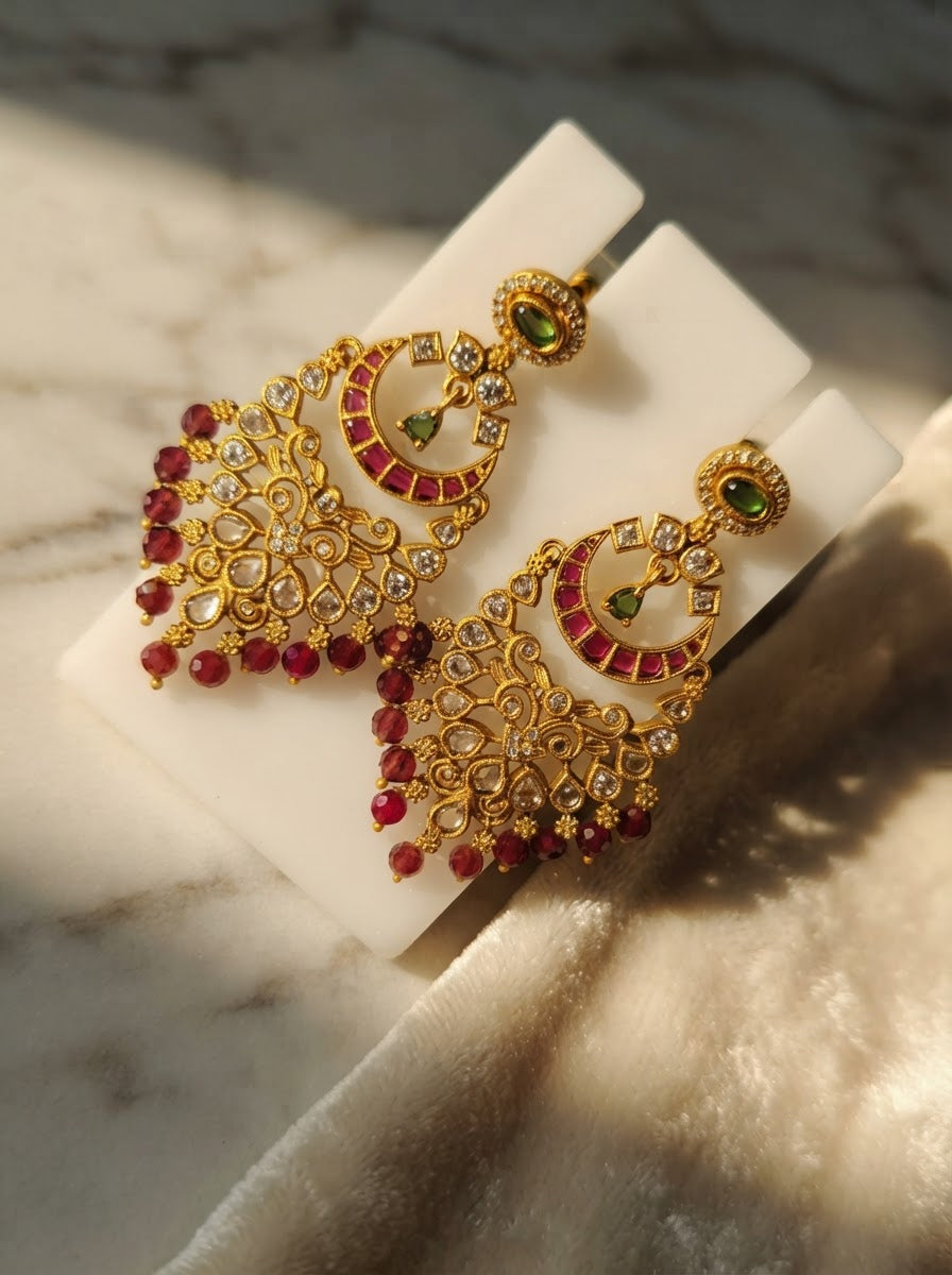 Premium Kundan Chand Bali Earrings