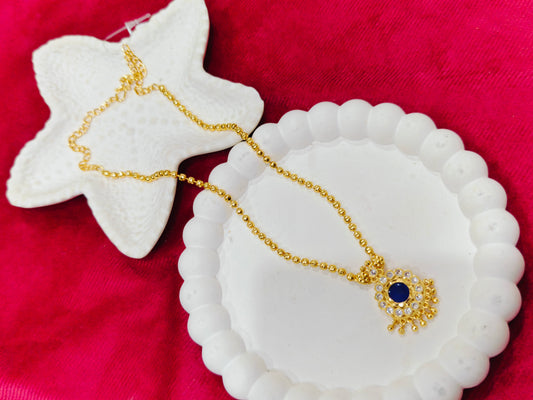 Gold Plated Necklace featuring a blue stone pendant