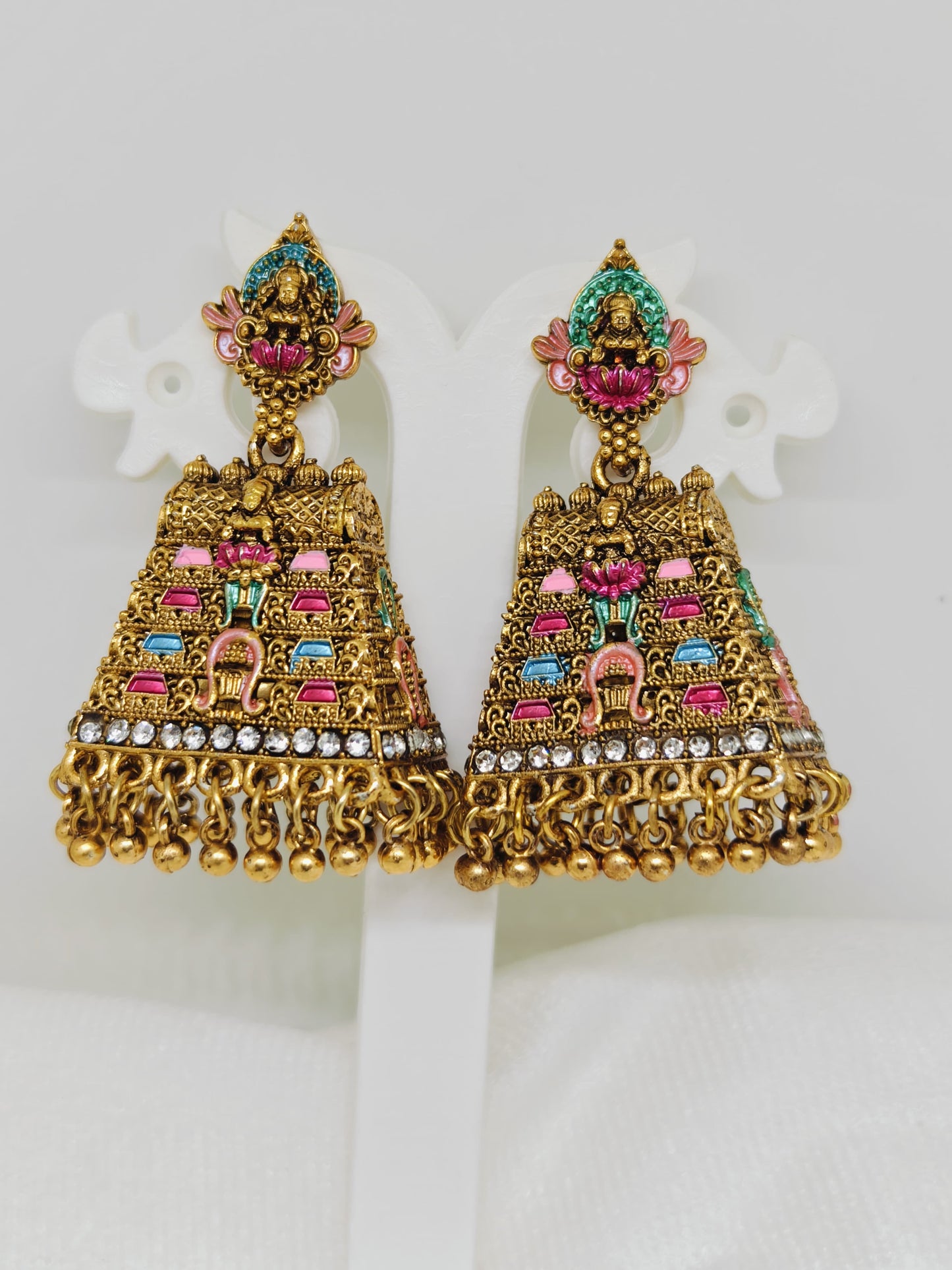 Lakshmi Enamel Gopuram Jhumka
